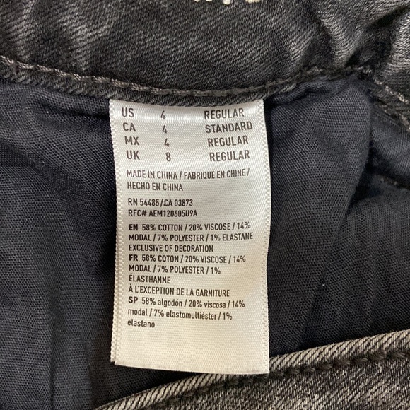 Women’s American Eagle Super Stretch Super Low Jegging, black/grey. Sz 4 - Picture 12 of 14